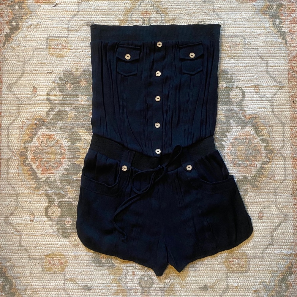 Strapless black romper